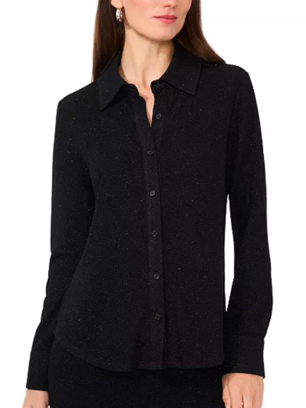 Vince Camuto Sparkly Finish Knit Button Down Shirt Size S
